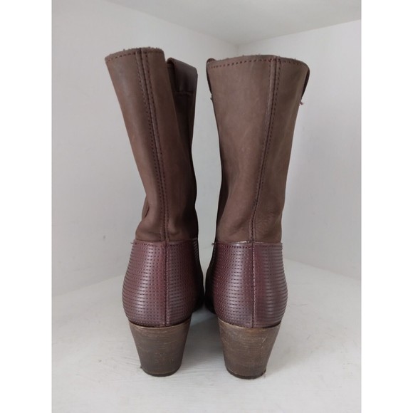 KSUBI Boots Heeled Brown Leather Womens Size 37 US 7 Made in Portugal - Picture 7 of 9